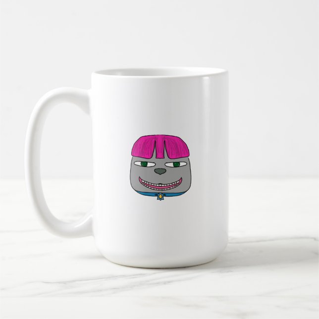 Taza De Café Niño lindo con pelo rosado y expresiones juguetona (Izquierda)