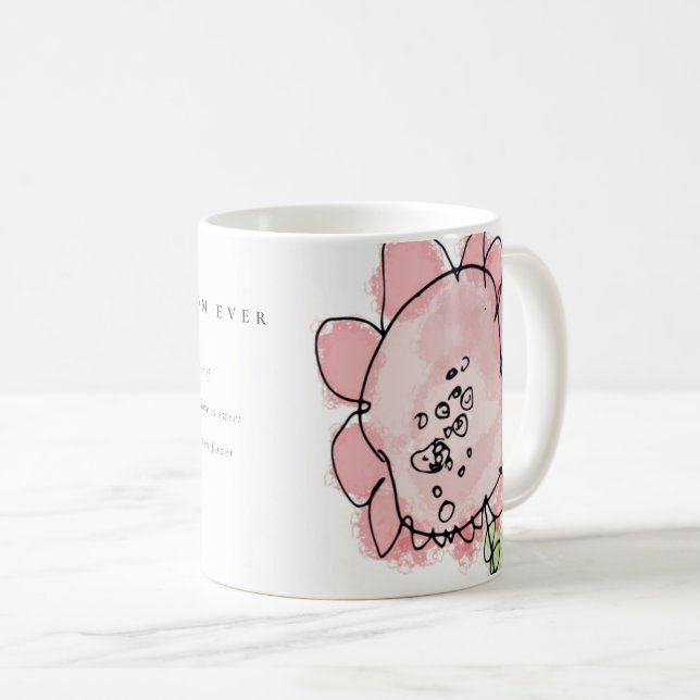 Taza De Café Niño lindo dibujado con flores rosadas Día de la m (Anverso derecho)