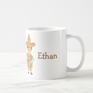 Taza De Café Niño lindo Sombrero Mexicano Gorra Guitarra Fiesta
