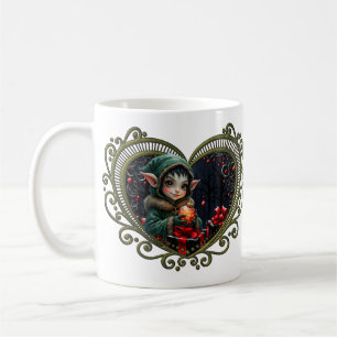 Taza De Café Niño mayor de edad con abrigo verde