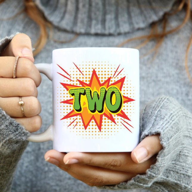 Taza De Café Niño pequeño niño niño de segundo cumpleaños del c (Comic Superhero Theme Toddler Kids 2nd Birthday Coffee Mug)