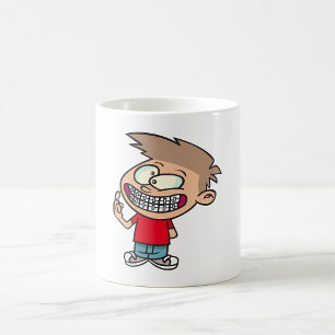 Taza De Café Niño Personalizado gracioso con braces sonríe