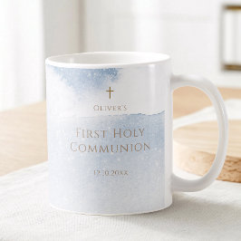 Taza De Café Niño Primera Comunión Aquarela Azul