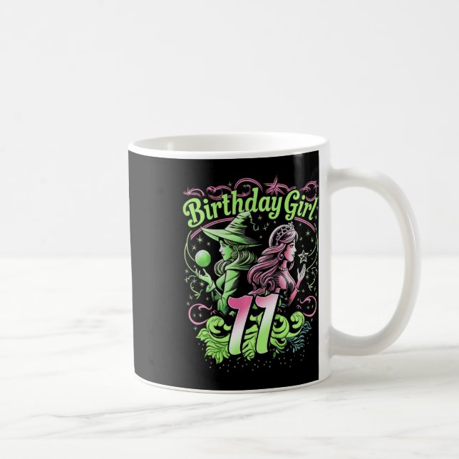 Taza De Café Niños 11 Años De Bruja Rosa Y Verde (Derecha)