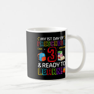 Taza De Café Niños 1er día de preescolar tengo 3 años y leo