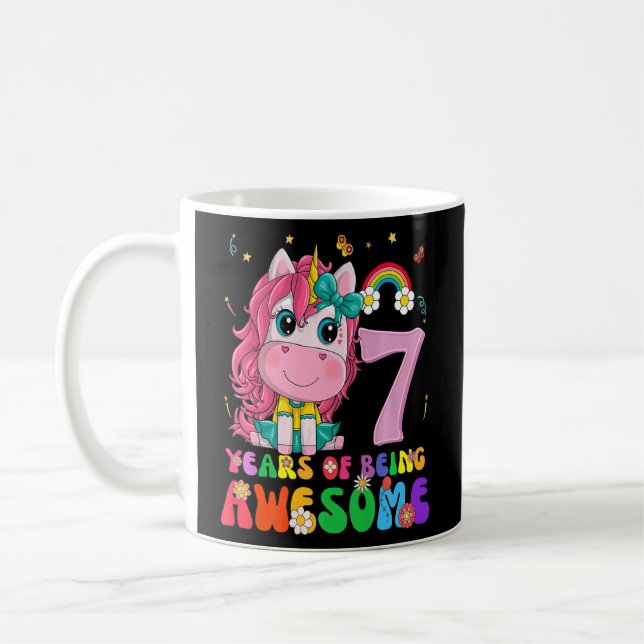 Taza De Café Niños 7 años Chica de cumpleaños, princesa Unico (Izquierda)