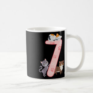 Taza De Café Niños 7 Chicas de cumpleaños conjunto de gatos de 