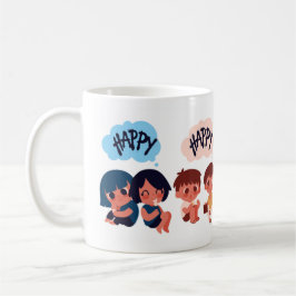 Taza De Café Niños Adorables Comen: Apreciando la comida y los