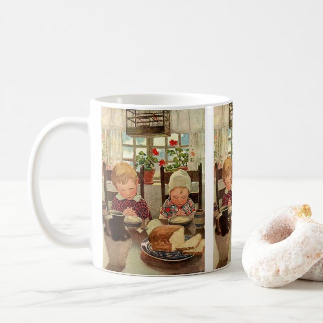 Taza De Café Niños agradecidos por Jessie Willcox Smith (Con donut)