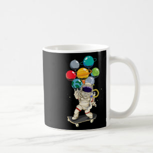 Taza De Café Niños Astronautas Patinando Lloon Planetas Espacio