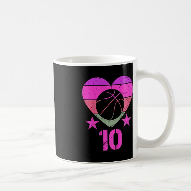 Taza De Café Niños Baloncesto Cumpleaños Chica Niño de 10 años (Derecha)