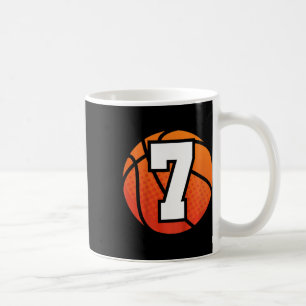 Taza De Café Niños Bysketbyll Cumpleaños 7 Número Siete Años B