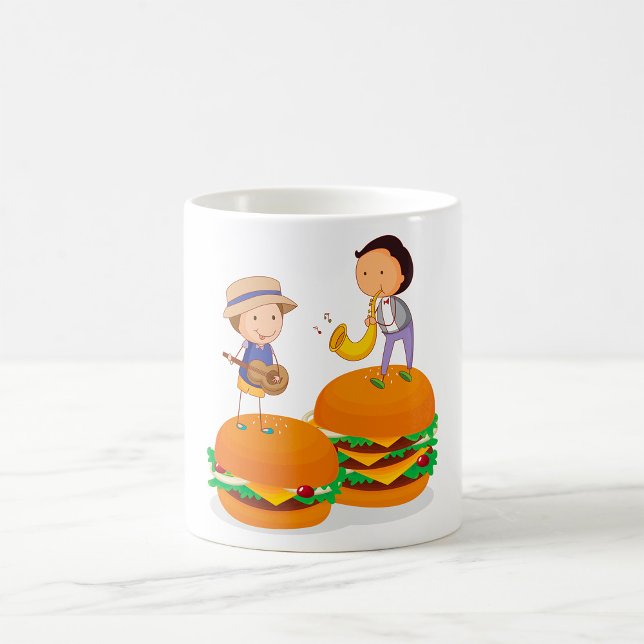 Taza De Café Niños cantando música en hamburguesas de queso gig (Subido por el creador)