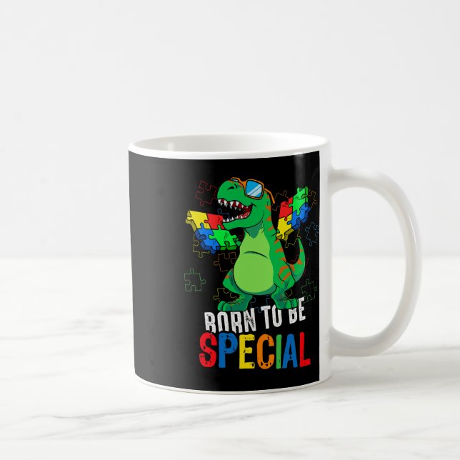 Taza De Café Niños con conciencia del autismo Dino Niño Niños D (Derecha)