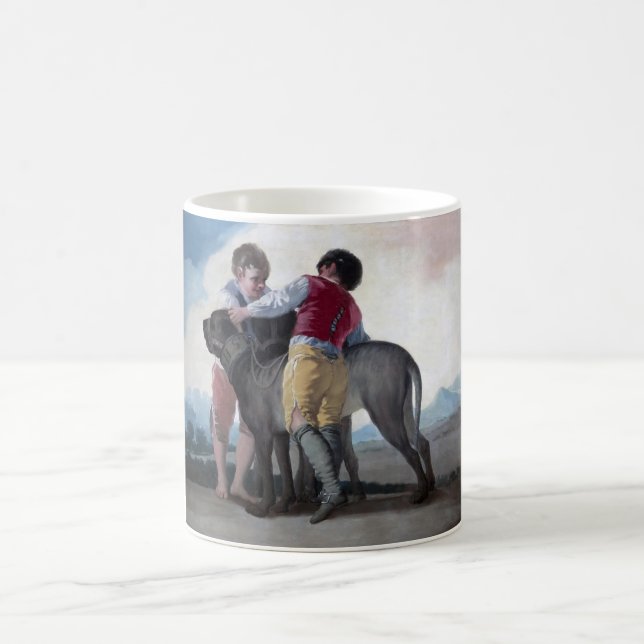 Taza De Café Niños con un perro escarlata (por Francisco Goya) (Centro)