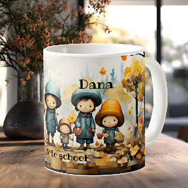 Taza De Café Niños cortos regresan a la escuela