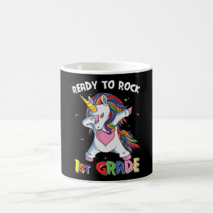 Taza De Café Niños de 1er grado unicornio listos para rockear e