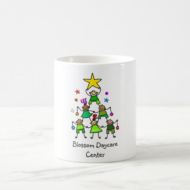 Taza De Café Niños de árbol de Navidad personalizados (Centro)
