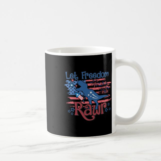 Taza De Café Niños Dejan Que Libertad Rawr T-rex Dinosaur Bande (Derecha)