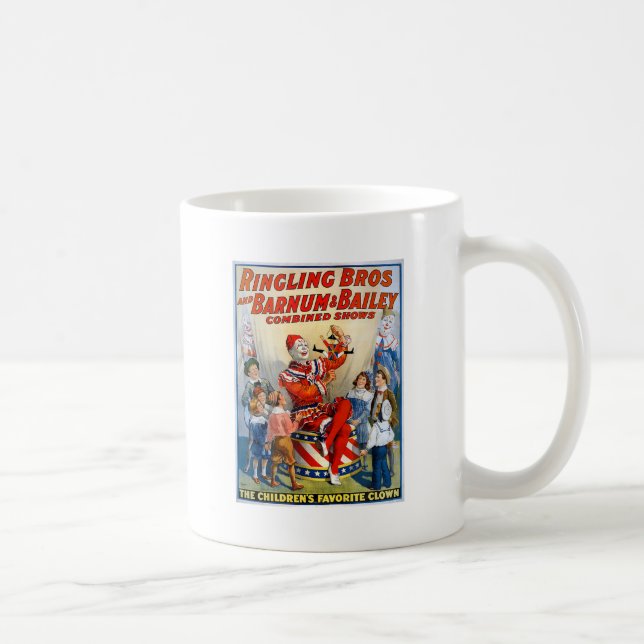 Taza De Café Niños del poster del circo del payaso de los (Derecha)