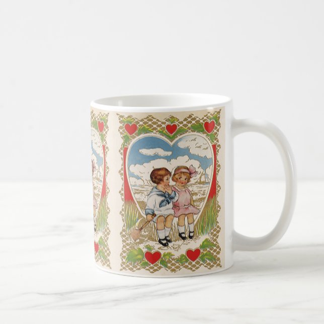 Taza De Café Niños Día de San Valentín victorianos de época en  (Derecha)