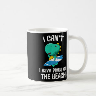 Taza De Café Niños divertido dinosaurio vacaciones en la playa 