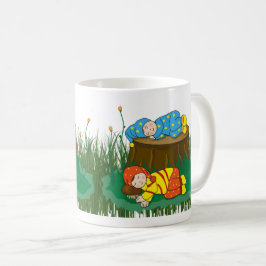 Taza De Café Niños durmiendo en los bosques con hadas