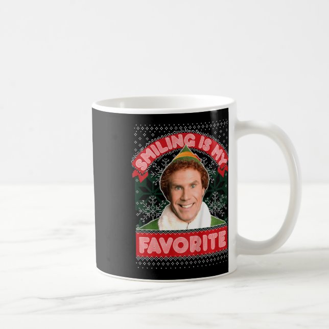 Taza De Café Niños, Elf Buddy Sonriendo Es Mi Navidad Favorito (Derecha)