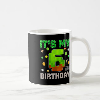 Taza De Café Niños Es Mi Cumpleaños Número 6 Niño Jugador Pixel