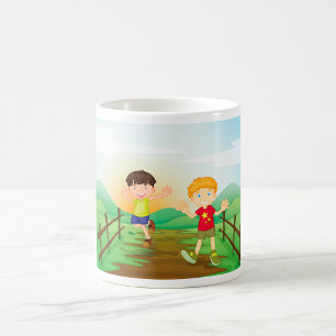 Taza De Café Niños felices jugando afuera