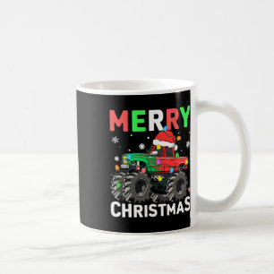 Taza De Café Niños Feliz Navidad Camión Monstruo Sombrero Santa