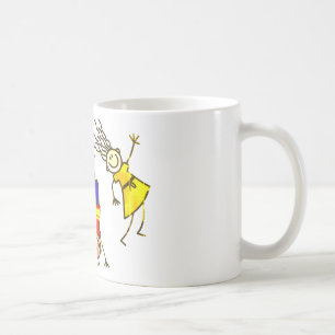Taza De Café niños, figuras de palos, felices