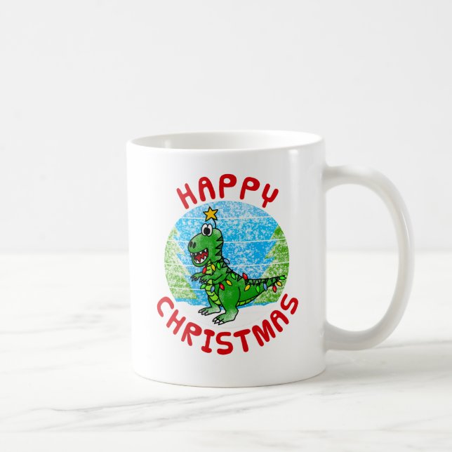 Taza De Café Niños graciosos Navidades de dinosaurios T-Rex (Derecha)