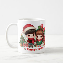 Taza De Café Niños guapos con saludos Feliz Navidad