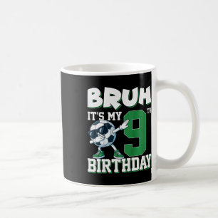 Taza De Café Niños Hermano Es Mi Cumpleaños Número 9 Niño Fútbo