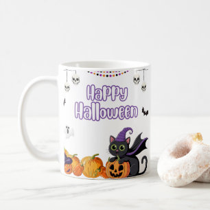 Taza De Café Niños Lindos Feliz Halloween Gatos Negros