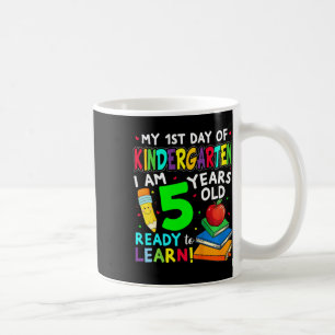 Taza De Café Niños Mi Primer Día De Kinder Y Tengo 5 Años Niños