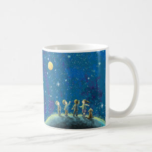Taza De Café Niños Mirando El Cielo Nocturno