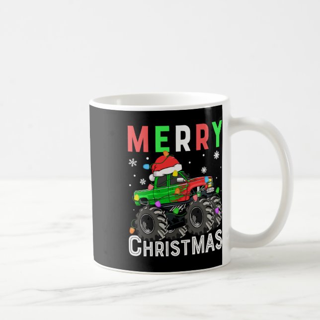Taza De Café Niños Monster Camión Feliz Navidad Santa Hat Niños (Derecha)
