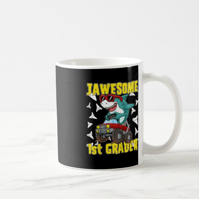 Taza De Café Niños Monstruo de primer grado Dinosaurio Megalodo (Derecha)