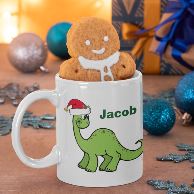 Taza De Café Niños Navidades de los dinosaurios Santa Personali (Subido por el creador)