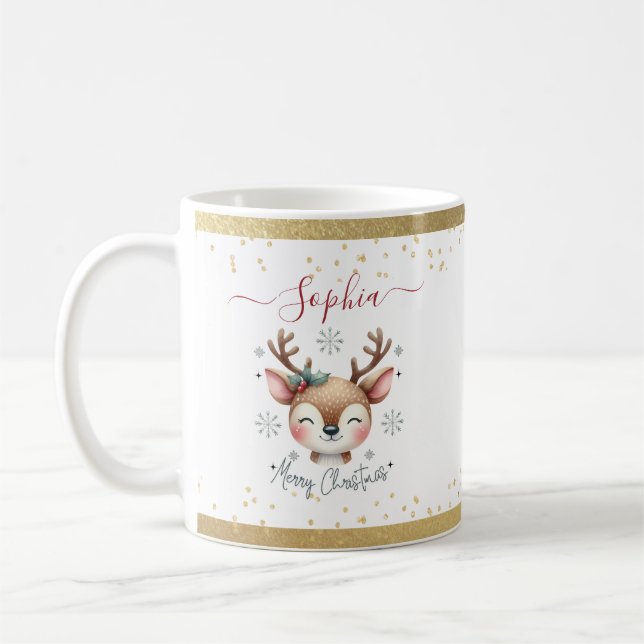 Taza De Café Niños Navidades de renos con chocolate caliente (Izquierda)