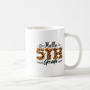 Taza De Café Niños Niñas De Vuelta Al Colegio Hola 5º Grado Leo