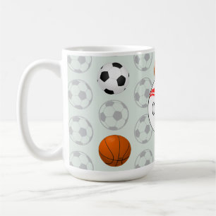 Taza De Café Niños Nombre Blanco Deportes Patrón Béisbol Kids 