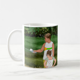 Taza De Café Niños pescando en el estanque local