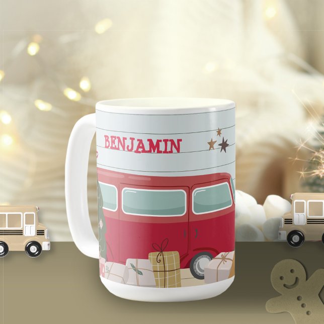 Taza De Café Niños Regalos de Tiendas de Autobús de Aventura de (Kids Christmas Tree Adventure Bus Tent Coffee Mug ©Susanne Sachers - Sunny Mind 🌞)