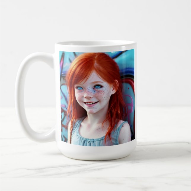 Taza De Café Niños tribales | Bonito Pequeño Chica Redhead (Izquierda)