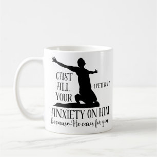 Taza De Café NIV 1 Pedro 5:7 Arroja toda tu ansiedad sobre Su B