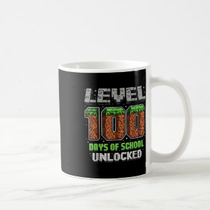 Taza De Café Nivel 100 Días De Colegio Píxel De Videojuego Desb