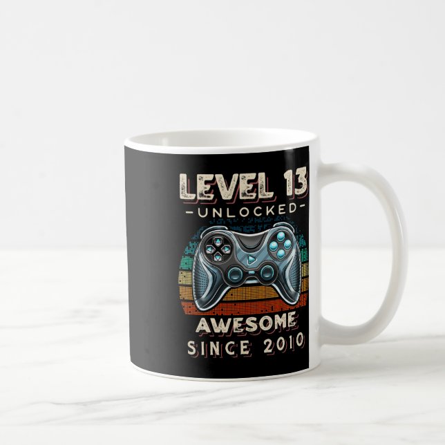 Taza De Café Nivel 13 Videojuego desbloqueado 13 cumpleaños 13  (Derecha)